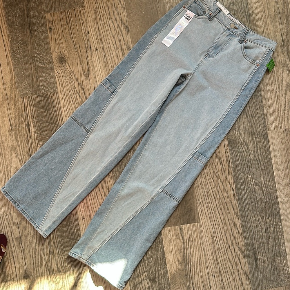 Tinseltown NWT twisted seam wide leg jeans indigo color‎ block juniors si…